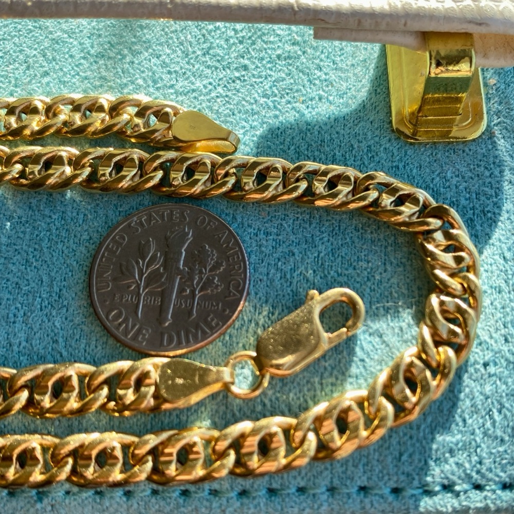 Chunky 18K Italian Gold Double Curb Chain - Picture 4 of 7